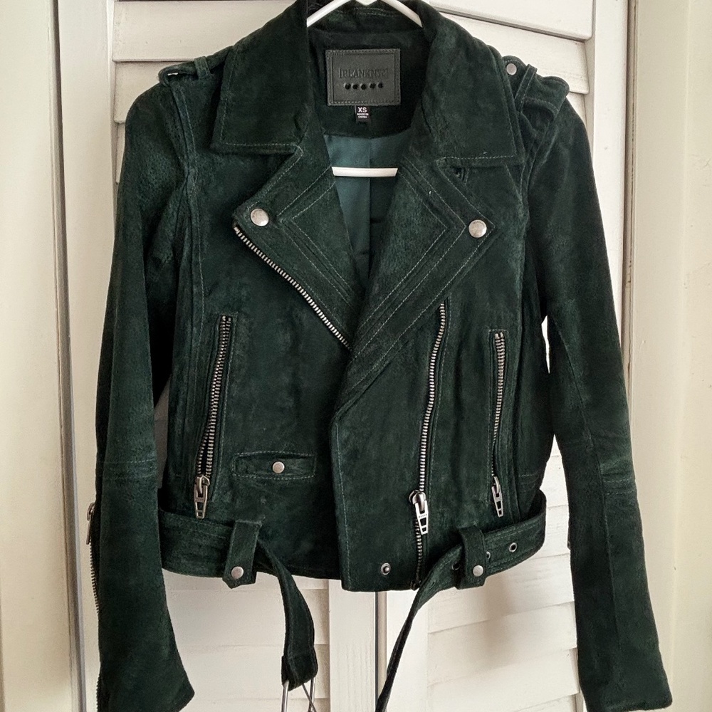 Blank NYC dark green suede jacket